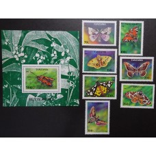 TANZANIA SERIE COMPLETA DE ESTAMPILLAS NUEVA MINT + HOJA BLOQUE NUEVA MINT MAS MARIPOSAS FLORES